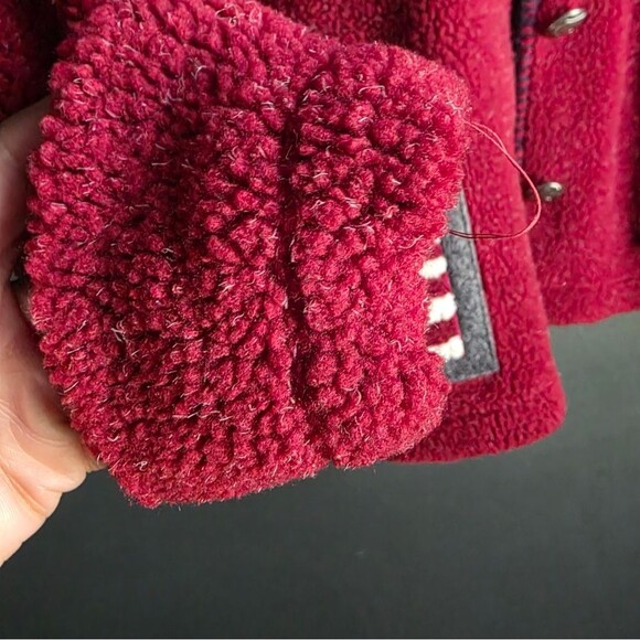 Vtg USA Flag Deep Red Thick Cardigan Sweater Button Women’s XL Hand Embroidered - Picture 11 of 13